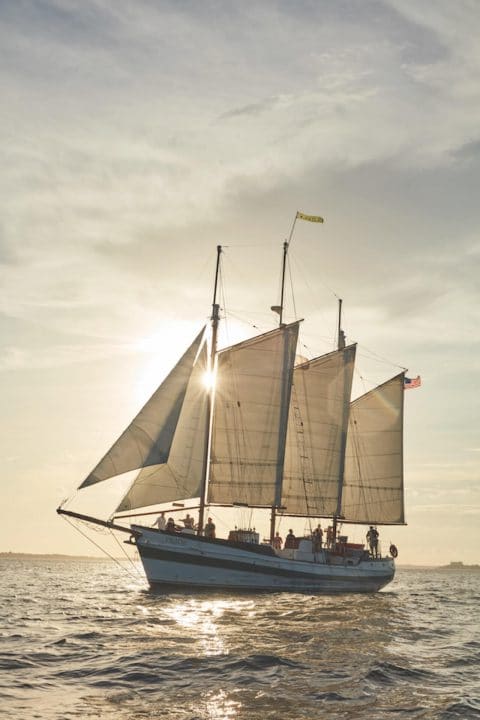 A ship on the Atlantic ocean off the coast of Charleston