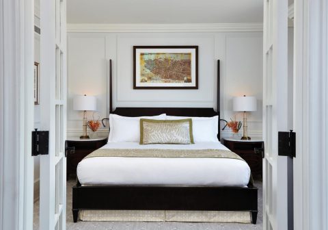 A one bedroom suite at Charleston Place Hotel