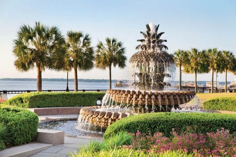 The fountain at waterfront park